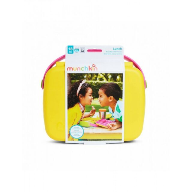 Munchkin πλαστικό παιδικό σετ φαγητού Yellow / Pink