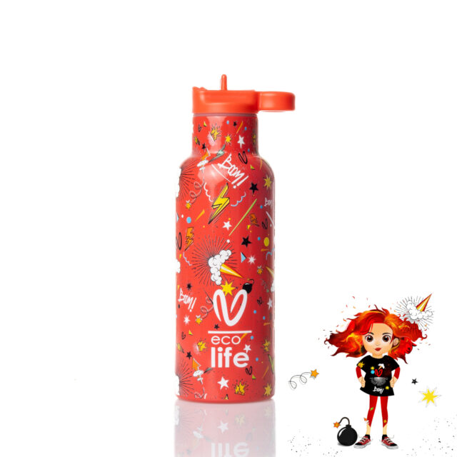 Ecolife X Vasiliki Spitha Παιδικό Παγούρι Θερμός Ανοξείδωτο BPA Free Πορτοκαλί 500ml - Image 4