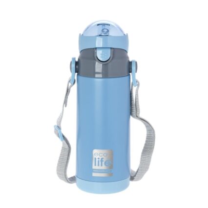 Παγούρι Θερμός Με Καλαμάκι 400ml Kids Thermos Blue Ecolife