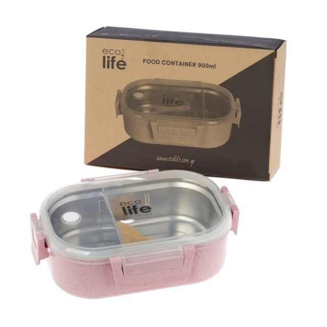 Ecolife Φαγητοδοχείο Ροζ Ανοξείδωτο 18/8 2 Θέσεων 900ml - Image 3