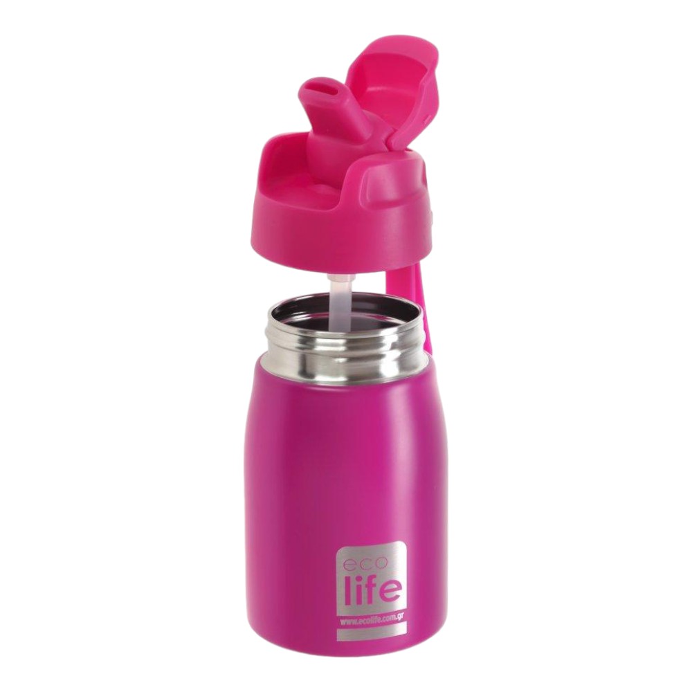 Ecolife Pink Παγουράκι 400ml | Eσωτερικό Καλαμάκι - Image 3