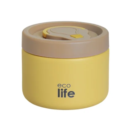 Ecolife Στρογγυλό Θερμός Φαγητού 650ml Κίτρινο