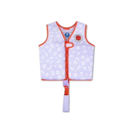 Swim Essentials: Σωσίβιο γιλέκο κολύμβησης με ιμάντα ασφαλείας για παιδιά 3-6 ετών "Lila Leopard"