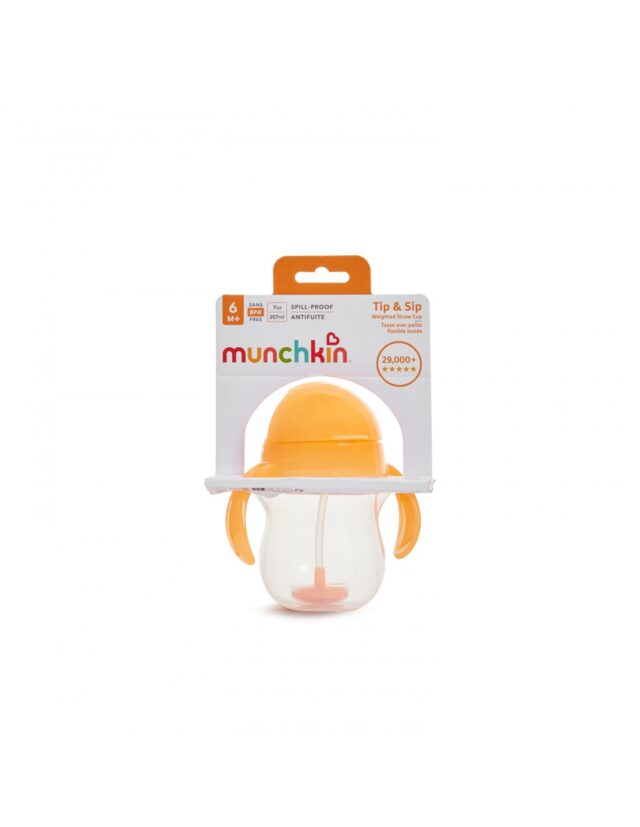 Κύπελλο με καλαμάκι Munchkin 6m+ 207ml πορτοκαλί
