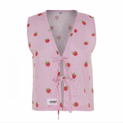 RASPBERRY STRIPES SLEEVELESS SHIRT L/XL