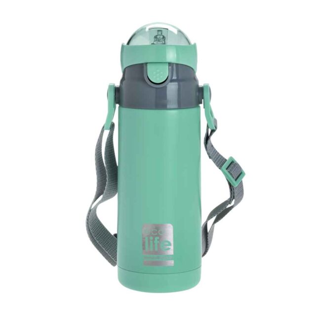 Ecolife Kids Thermos Mint Ανοξείδωτο Παγούρι Θερμός με Καλαμάκι Χρώμα Μέντα 400ml
