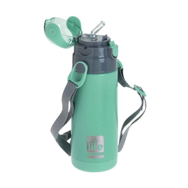 Ecolife Kids Thermos Mint Ανοξείδωτο Παγούρι Θερμός με Καλαμάκι Χρώμα Μέντα 400ml - Image 2