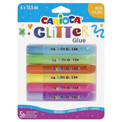 Κόλα Glitter Fluo σετ=6τεμ Carioca 6x10.5ml