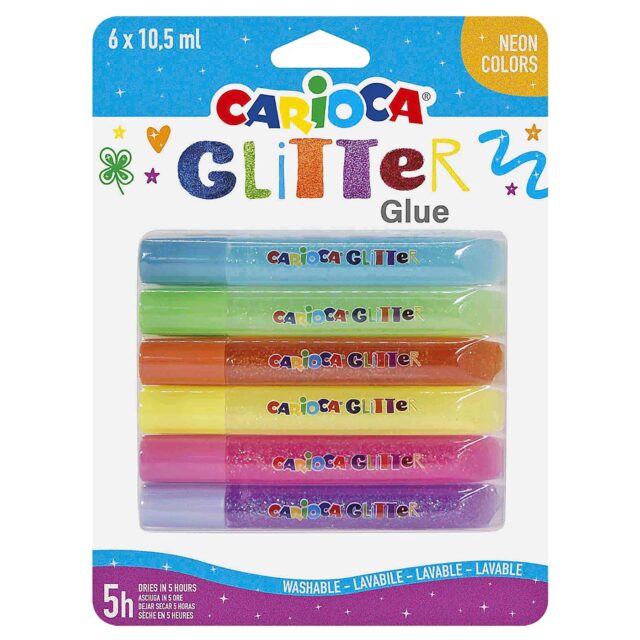 Κόλα Glitter Fluo σετ=6τεμ Carioca 6x10.5ml