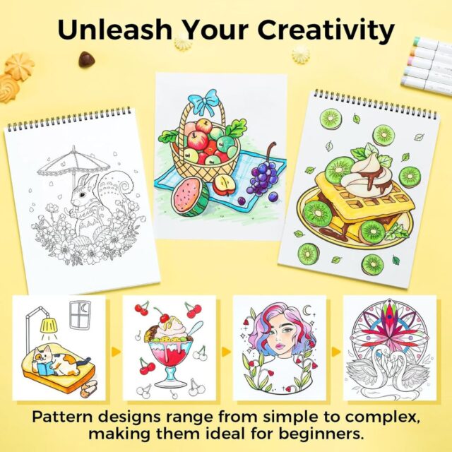 Ohuhu Bleedproof Coloring Book Enjoy the Sweet Moments - Image 3