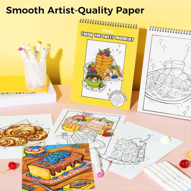 Ohuhu Bleedproof Coloring Book Enjoy the Sweet Moments - Image 5