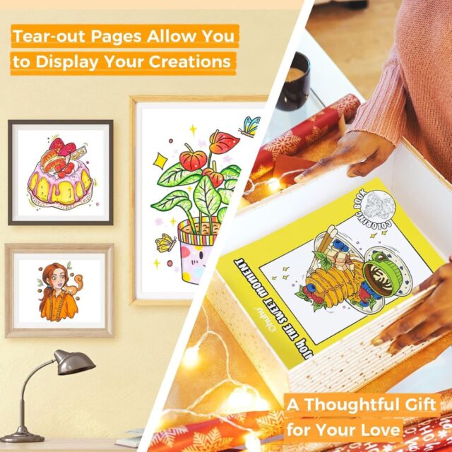Ohuhu Bleedproof Coloring Book Enjoy the Sweet Moments - Image 6