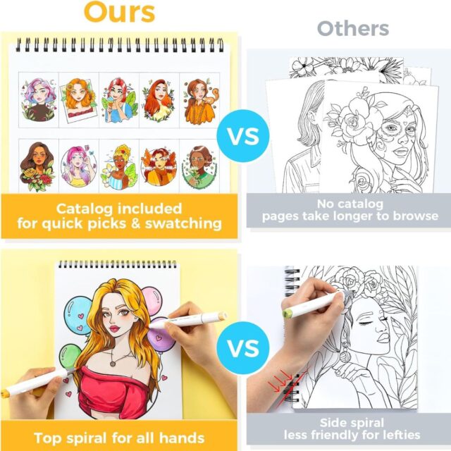 Ohuhu Bleedproof Coloring Book Portraits of Joy - Image 5