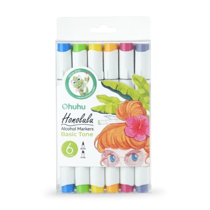 Ohuhu Honolulu Alcohol Art Markers Σετ 6 Basic Tones Brush & Chisel