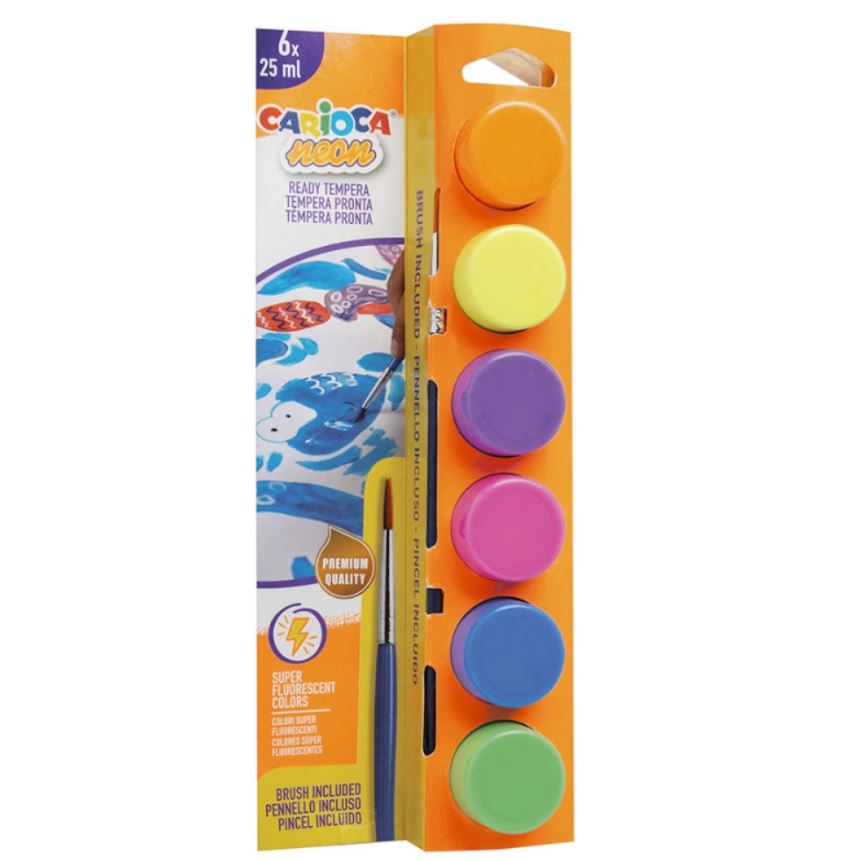 ΤΕΜΠΕΡΕΣ CARIOCA NEON ΣΕΤ ΒΑΖΑΚΙ 6/25ml