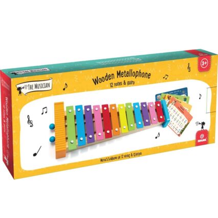 Svoora Ξύλινο Χρωματιστό Μεταλλόφωνο με 12 Νότες, ηχείο, ξύστρα, αναλόγιο.