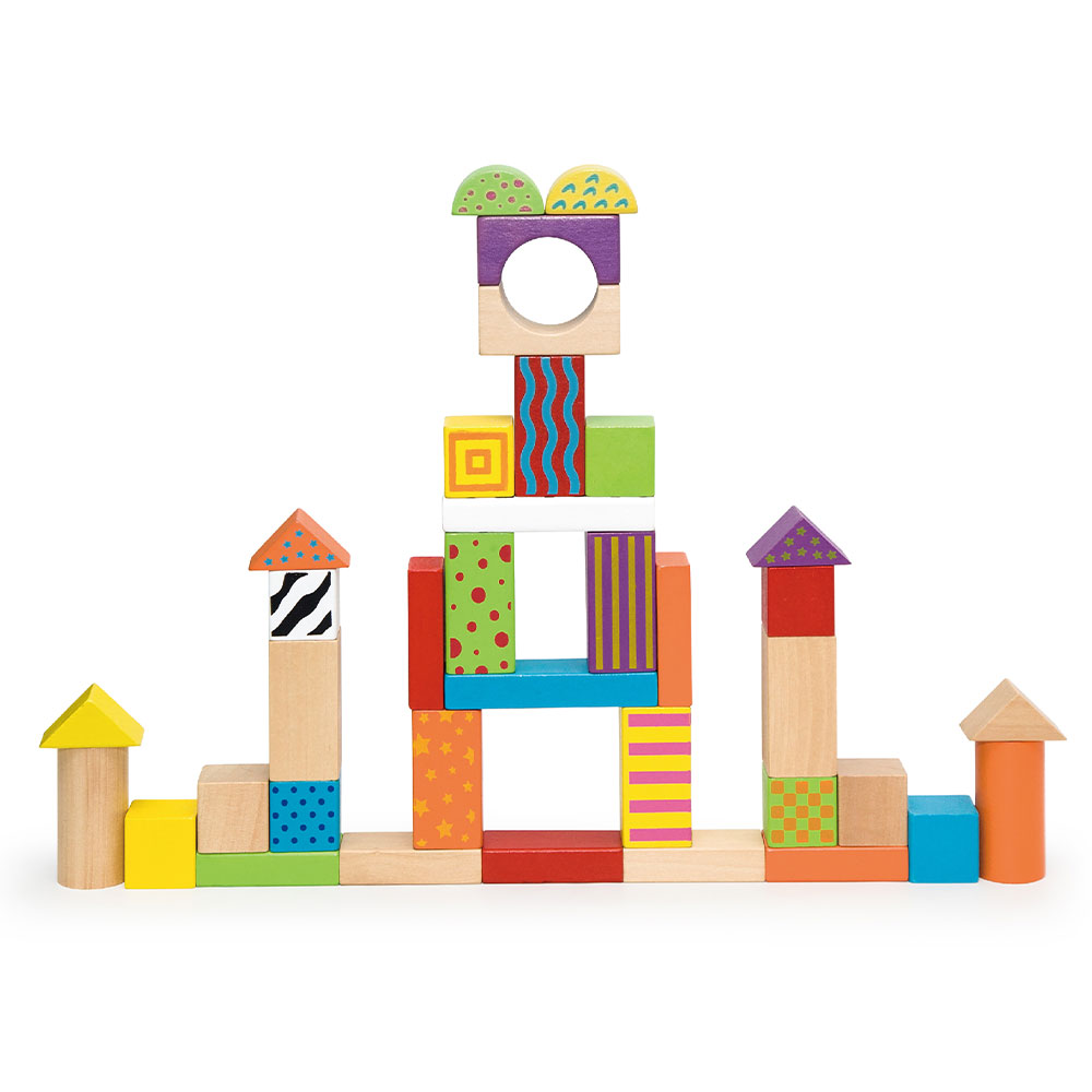 Viga Ξύλινα 50 τουβλάκια 3 εκ. πολύχρωμες εκτυπώσεις σε κουβαδάκι - Image 4