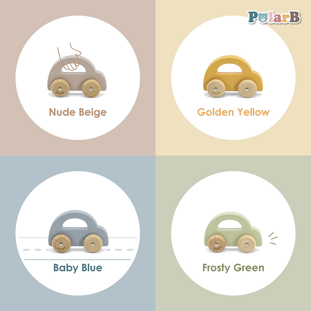 Viga ξύλινη τρεχαλίτσα χειρός "Μπλε αυτοκίνητο" - Image 2