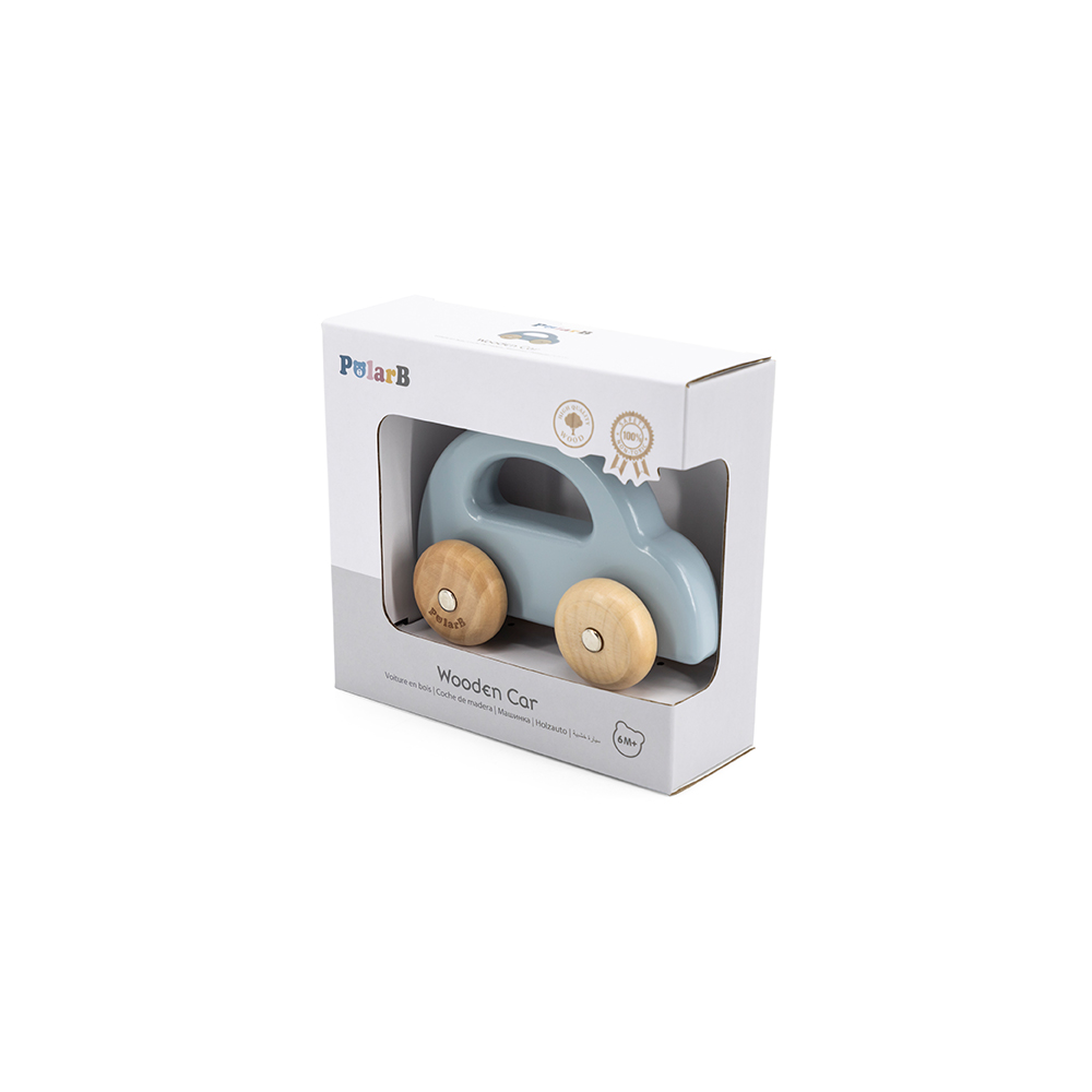 Viga ξύλινη τρεχαλίτσα χειρός "Μπλε αυτοκίνητο" - Image 3