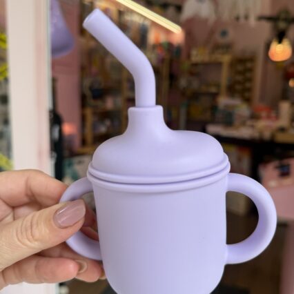 Silicone Educational Cup with handles & straw Pastel Collection