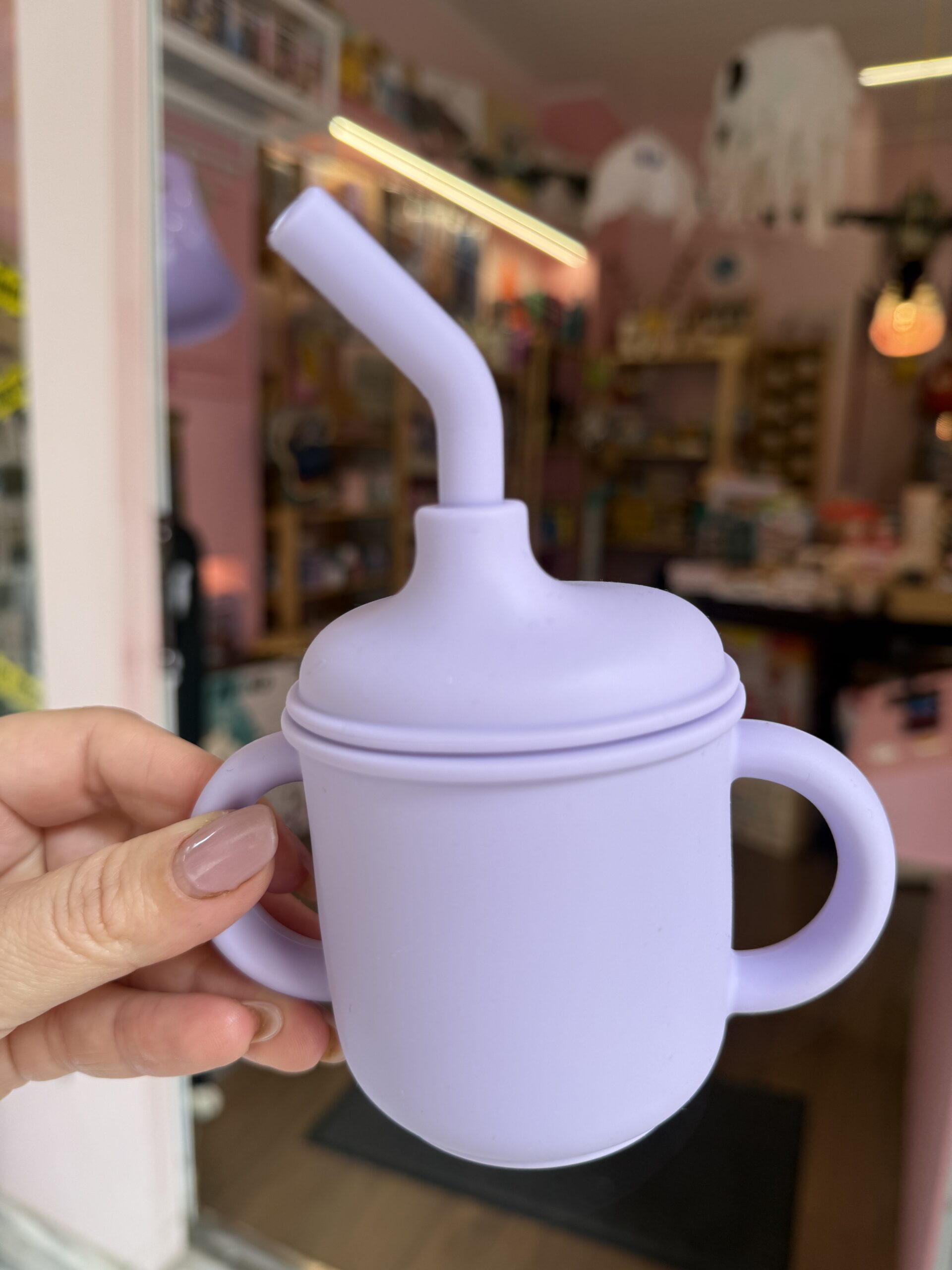 Silicone Educational Cup with handles & straw Pastel Collection