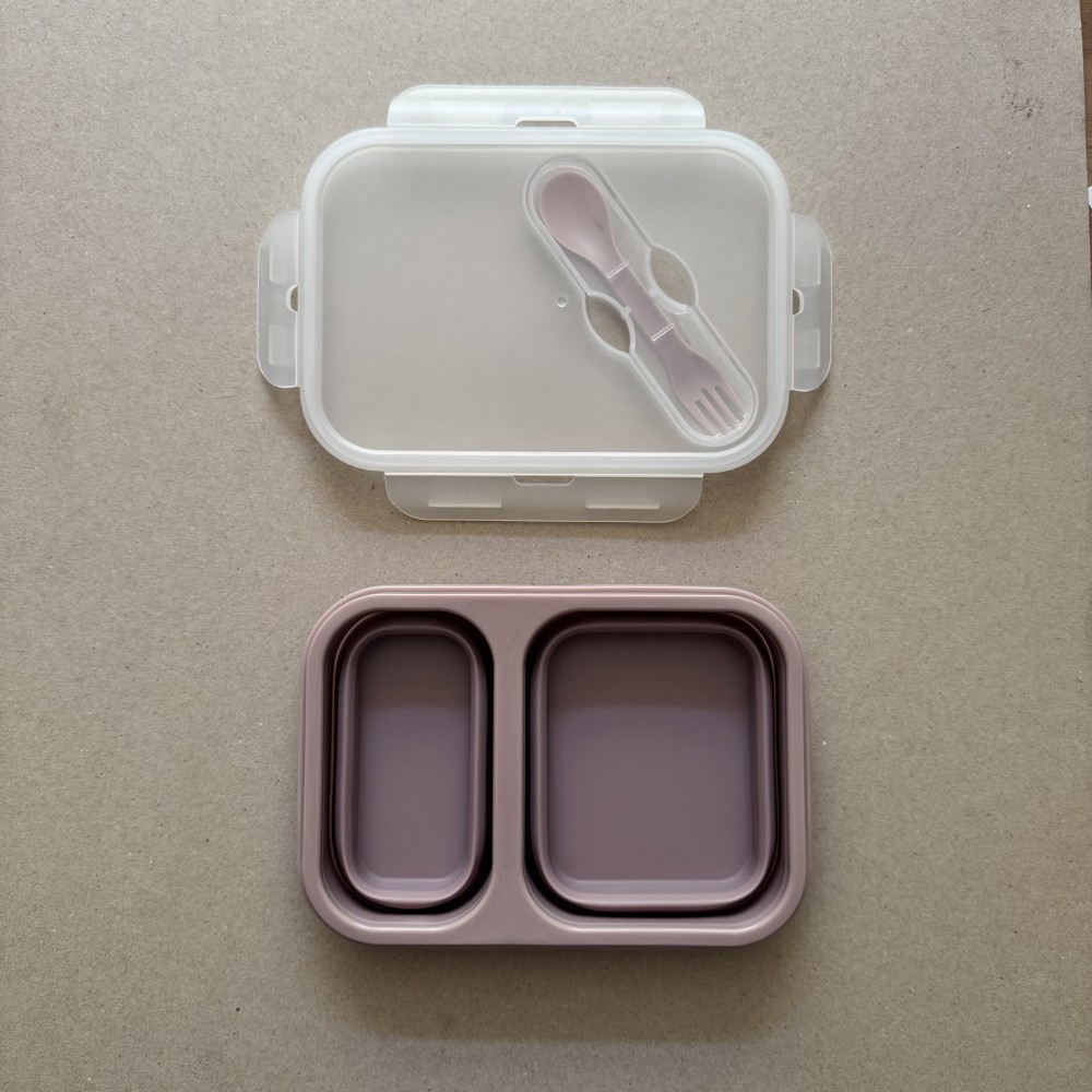 LunchBox Foldable Velvet Rose with fork + spoon 950 ML - Image 2
