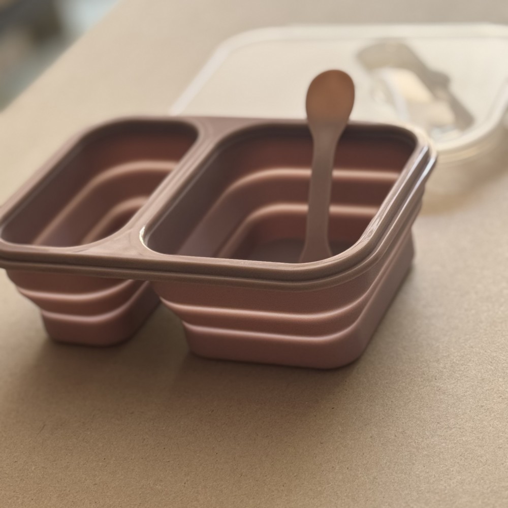 LunchBox Foldable Velvet Rose with fork + spoon 950 ML - Image 4