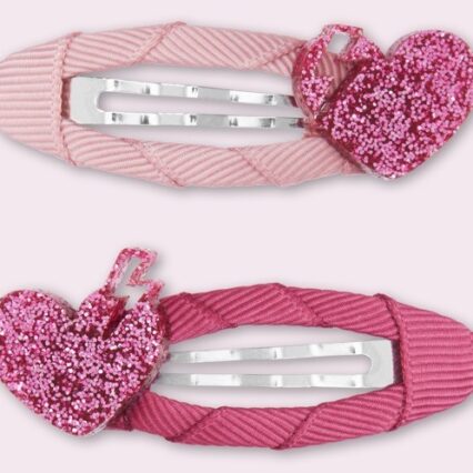 Amethyst Lightning Heart Hair Clips