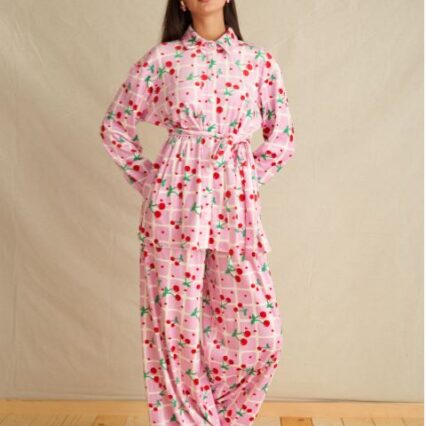 BLUSHED CHERRIES VELVET SET