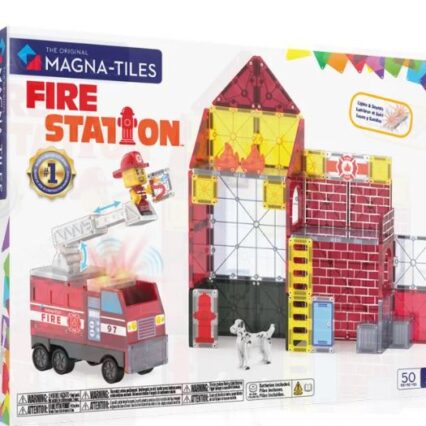 MAGNA-TILES Fire Station 50 Τεμάχια – Μαγνητικά Πλακίδια STEM με Πυροσβεστικό Σταθμό