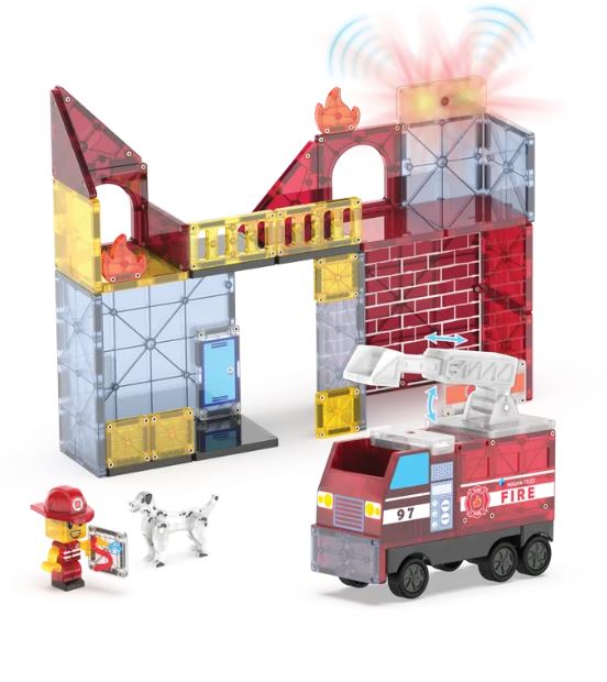 MAGNA-TILES Fire Station 50 Τεμάχια – Μαγνητικά Πλακίδια STEM με Πυροσβεστικό Σταθμό - Image 2