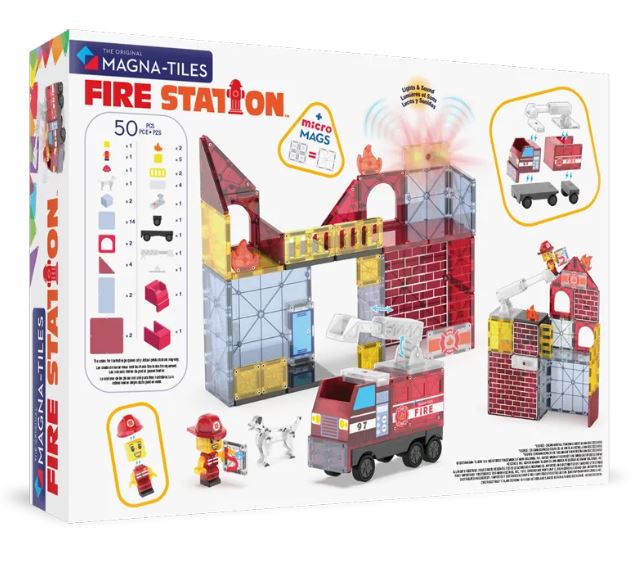 MAGNA-TILES Fire Station 50 Τεμάχια – Μαγνητικά Πλακίδια STEM με Πυροσβεστικό Σταθμό - Image 3