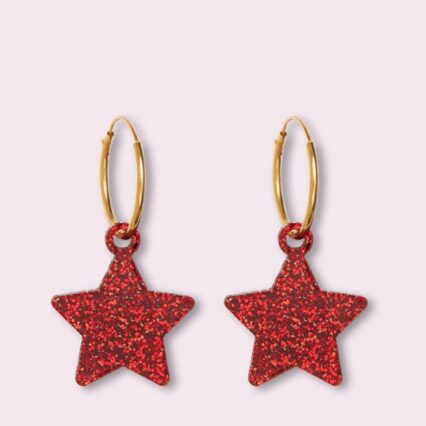 Red Glitter Earrings
