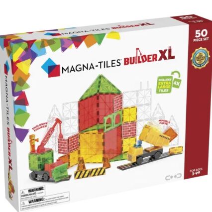 MAGNA-TILES Builder XL 50 Τεμάχια – Μαγνητικά Πλακίδια STEM για Οχήματα & Κατασκευές