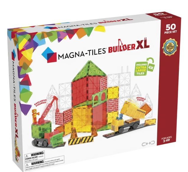 MAGNA-TILES Builder XL 50 Τεμάχια – Μαγνητικά Πλακίδια STEM για Οχήματα & Κατασκευές