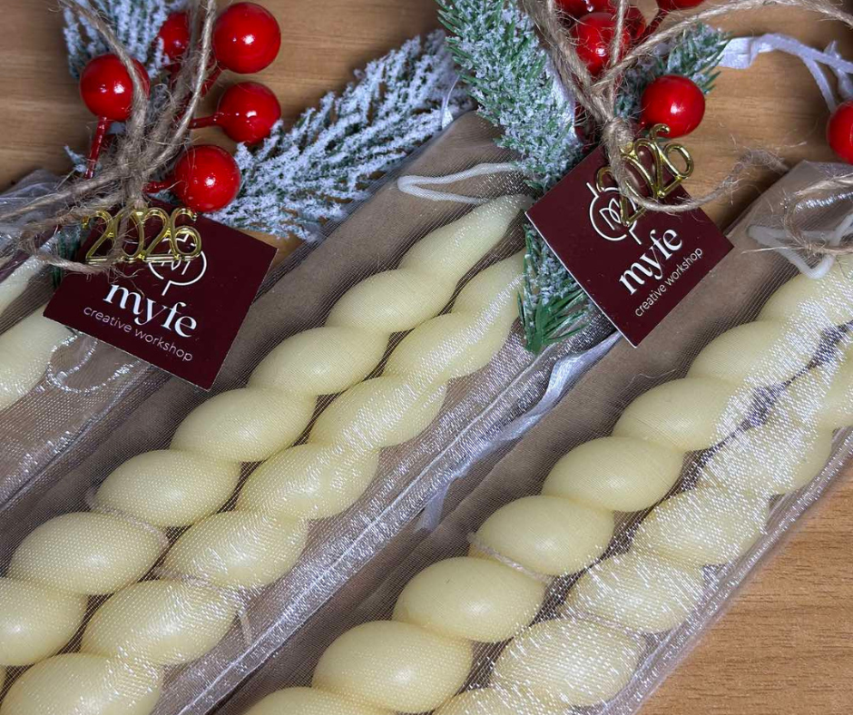 Χειροποίητο Μελισσοκέρι Πλεξούδα – Γιορτινή Συσκευασία - Image 2