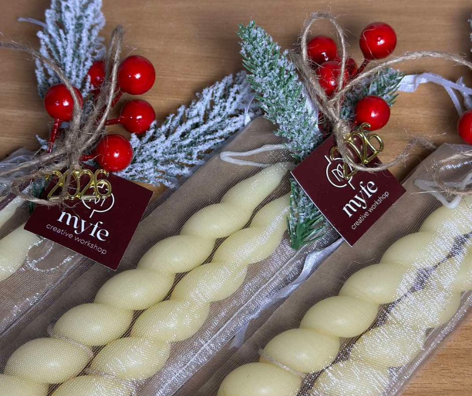 Χειροποίητο Μελισσοκέρι Πλεξούδα – Γιορτινή Συσκευασία