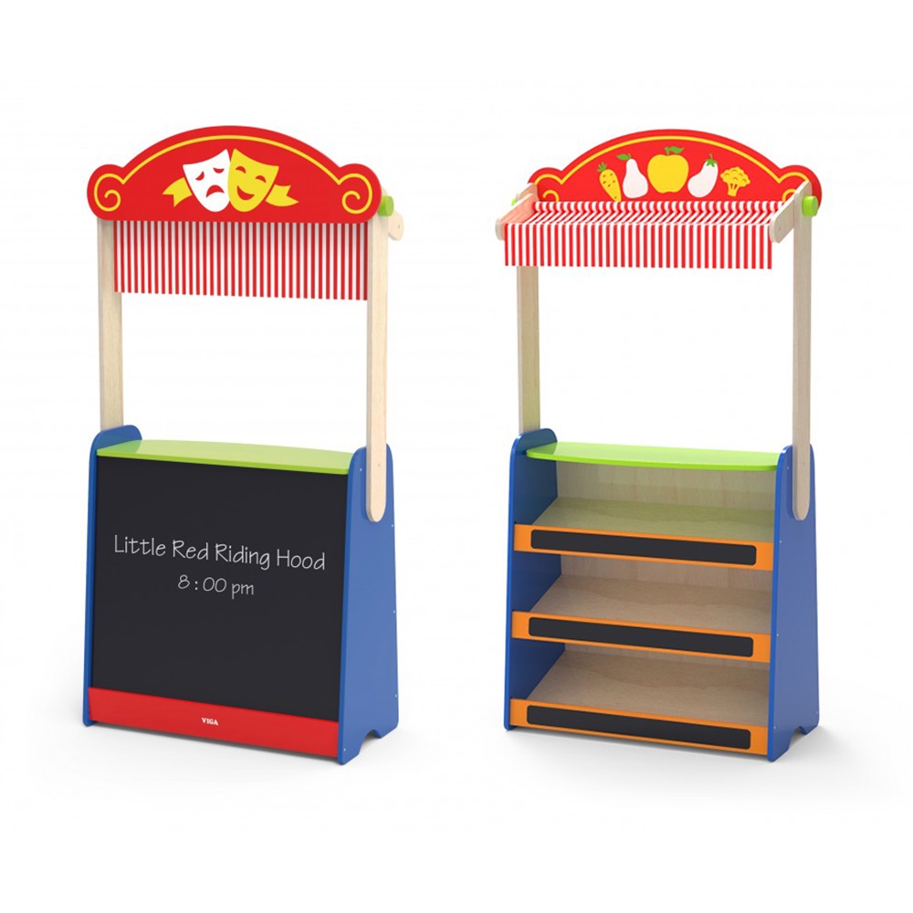 Viga Ξύλινο Κουκλοθέατρο - Μανάβικο με μαυροπίνακα. 125x66x29εκ. - Image 4