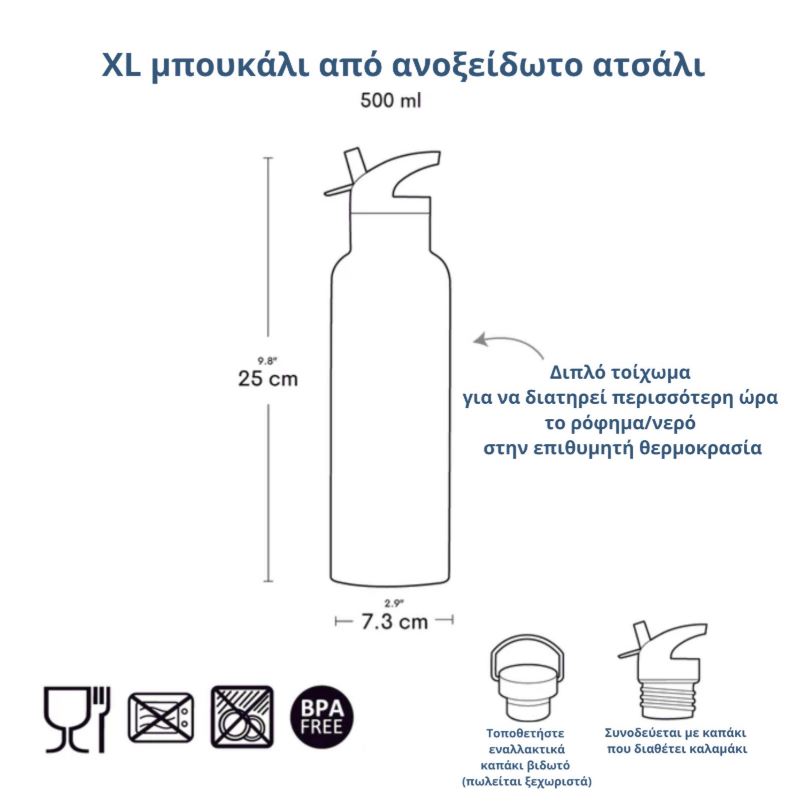 XL Μπουκάλι με διπλό τοίχωμα από ανοξείδωτο ατσάλι 500ml - Cherries - Image 3