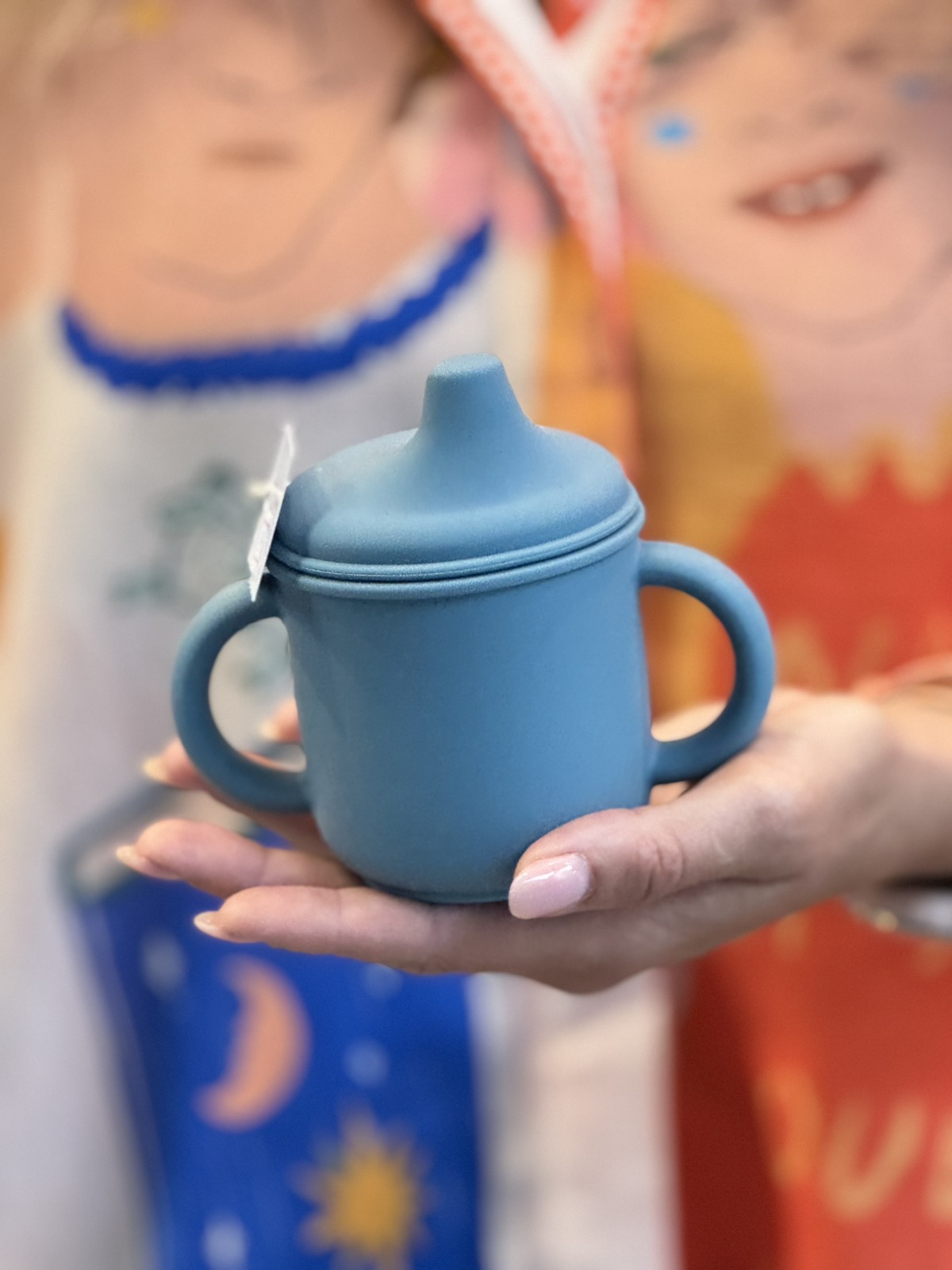 Silicone Sippy Cup with handles Mπλε