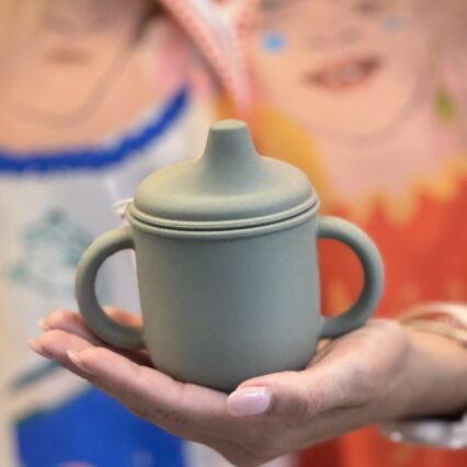 Silicone Sippy Cup with handles Φυστικί