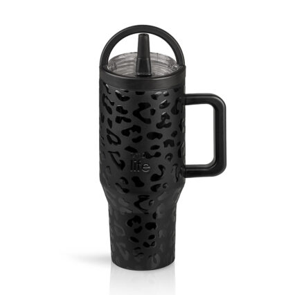 Leopard Black 900ml (2Handles Lid)