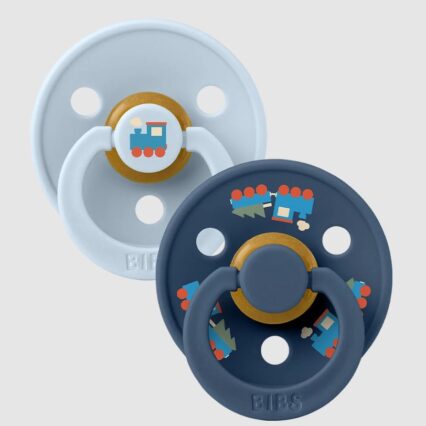 BIBS – COLOUR ΣΕΤ ΠΙΠΙΛΕΣ 2ΤΜΧ – HOLIDAY TRAIN BABY BLUE/STEEL BLUE – ΣΤΡΟΓΓΥΛΗ No1