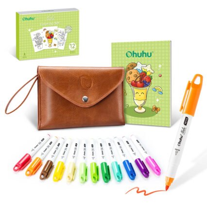 Ohuhu Nalu 12 Colors Mini Alcohol Markers Brush Tip - Travel Coloring Kit