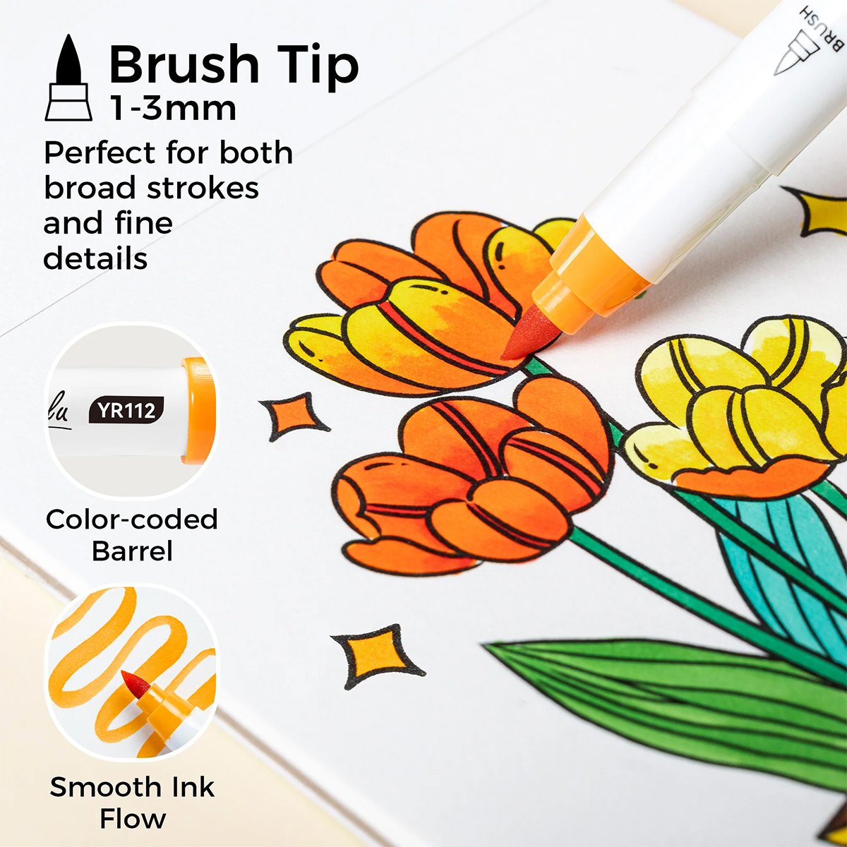 Ohuhu Nalu 12 Colors Mini Alcohol Markers Brush Tip - Travel Coloring Kit - Image 5